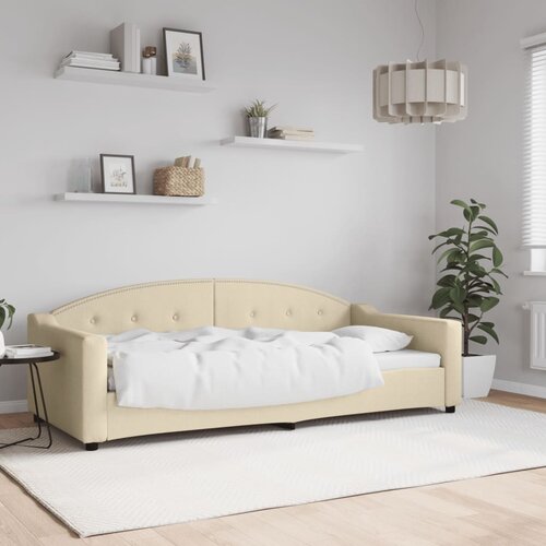 VidaXL Raztegljiva postelja krem 90x200 cm blago Slike