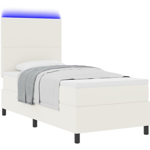 vidaXL LED Box Spring Krevet s uzglavljem Krema i bijela 80 x 200 cm Cene