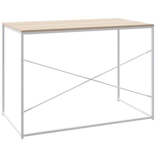  Stol za računalo bijeli i hrast 110x60x70 cm konstruirano drvo Slike