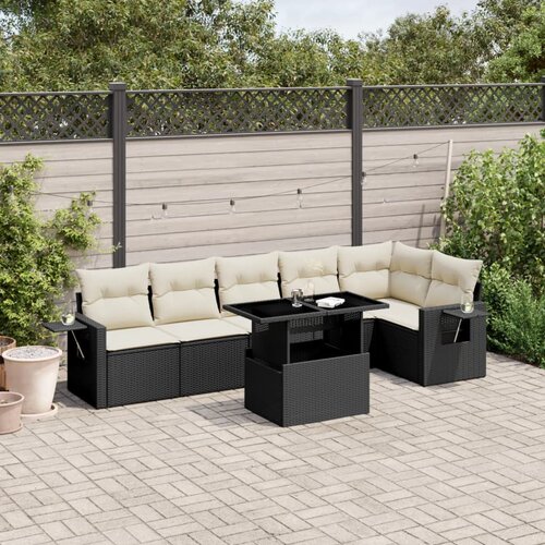 vidaXL 7-dijelni set vrtnih sofa od poliratana s jastucima crni Cijene