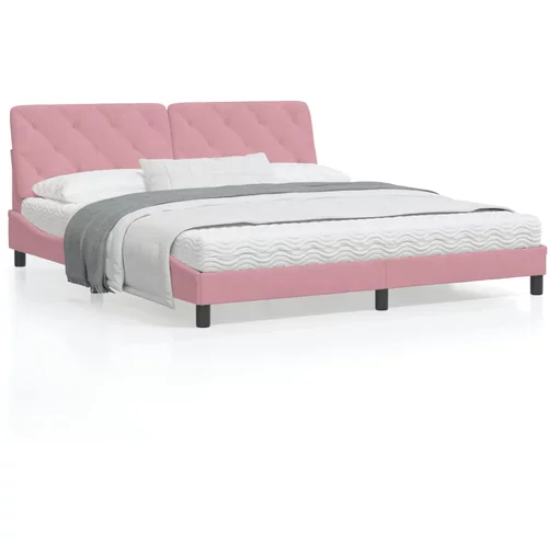 vidaXL Okvir kreveta s LED svjetlima ružičasti 180 x 200 cm baršunasti