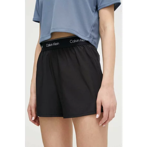 Calvin Klein Kratke hlače za trening boja: crna, s tiskom, visoki struk