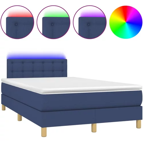 vidaXL Box spring postelja z vzmetnico LED modra 120x190 cm blago, (21128713)