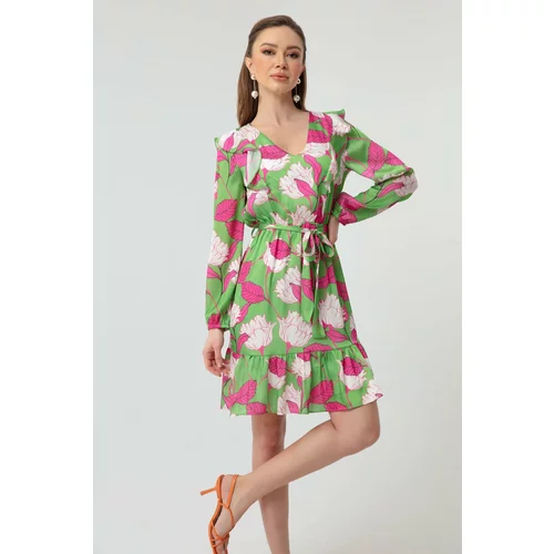 Lafaba Women's Green Floral Pattern Dress