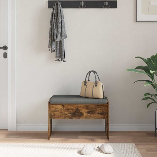  Klupa za hodnik s jastukom Dimljeni hrast 63 x 38 x 40 cm Slike