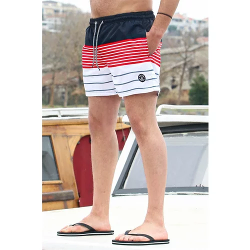 Madmext Black Striped Men's Marine Shorts 6362