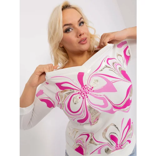Fashion Hunters Pink and ecru blouse plus size with shiny print