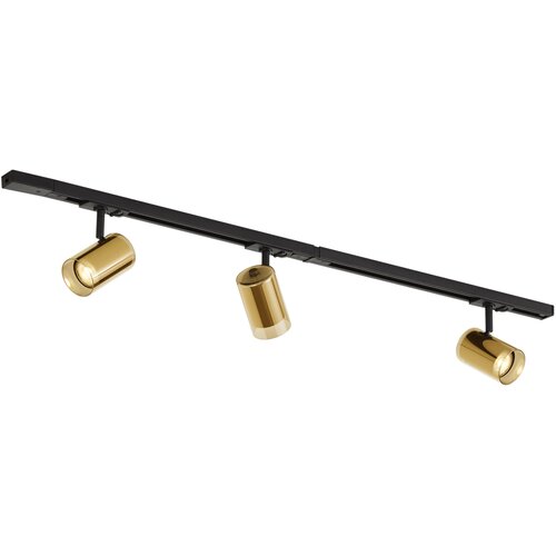 QAZQA Modern railsysteem zwart met 3 spots goud 1-fase - Iconic Lloyd Slike