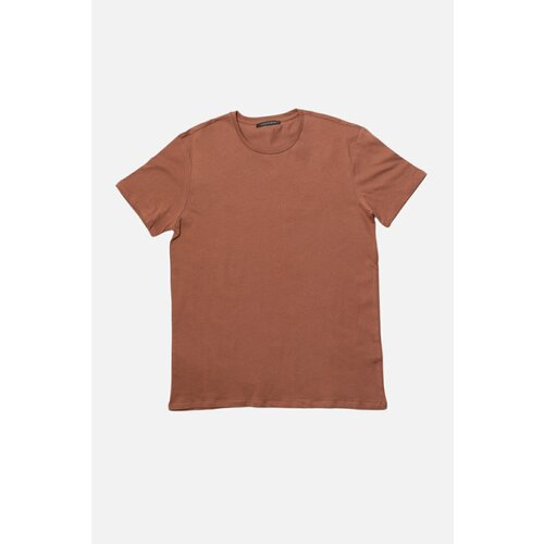 Trendyol Dark Brown Basic Men's Slim Fit 100% Cotton Short Sleeve Crew Neck T-Shirt Slike