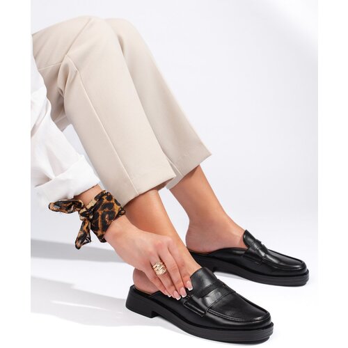Shelvt Black flip-flops with a thick sole Cene
