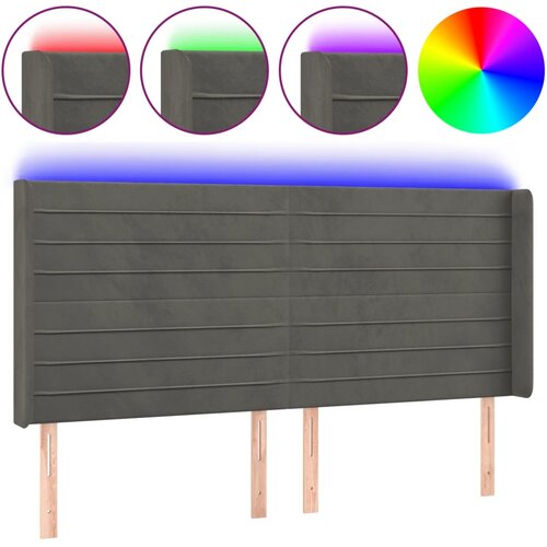 Maison Chic led posteljno vzglavje - vzglavna omarica - nočna omarica temno sivo 163x16x118/128 cm žamet, (21711748) Slike