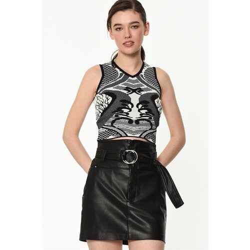 Dewberry Z6118 WOMEN&amp;#039;S KNIT BLOUSE-BLACK Slike