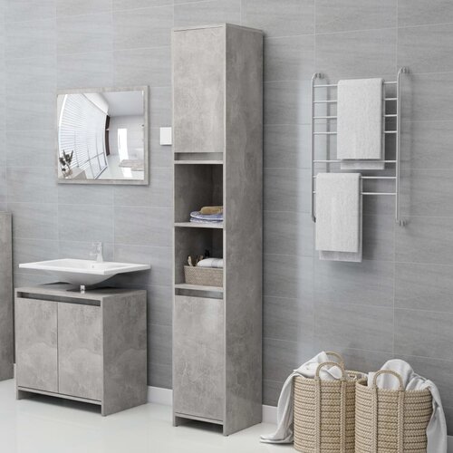 The Living Store Kopalniška omarica betonsko siva 30x30x183,5 cm iverna plošča - Kopalniška Omarica, (21436797) Cene
