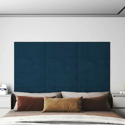 vidaXL Stenski paneli 12 kosov modri 60x30 cm žamet 2,16 m²