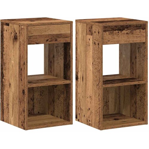  Noćni ormarići s ladicom 2 kom staro drvo 35x34x66,5 cm Slike