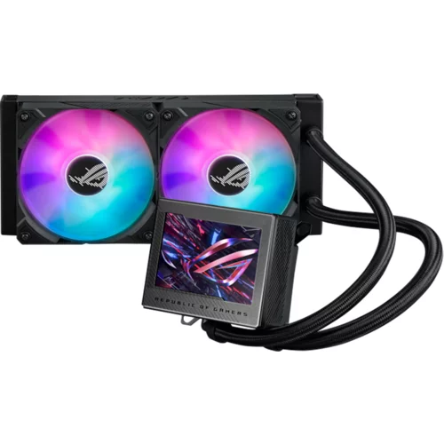Asus ROG Ryujin III 240 ARGB all-in-one liquid CPU cooler with Asetek 8th gen pump solution, 2 x 120 mm ARGB Radiator Fans, ROG Magnetic daisy-chainable Fan, Full Color 3.5” LCD Display - 90RC00K1-M0UAY0