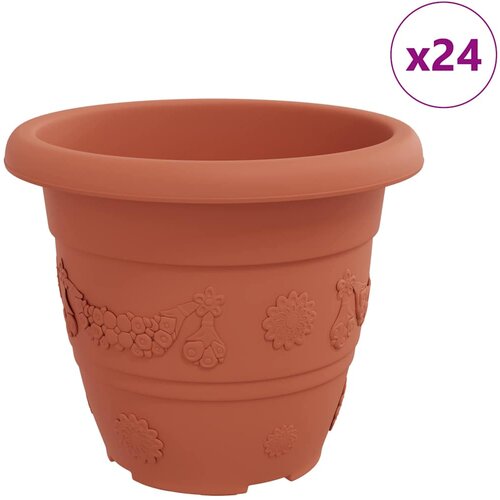  Okrugla saksija za cveće 24 pcs Crvena cigla &amp;Oslash; 26 x 21.5 cm Slike