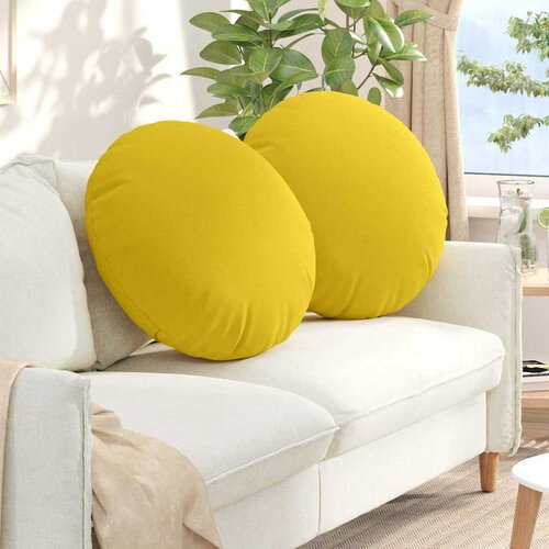 vidaXL Sedežne blazine 2 pcs Svetlo rumena &Oslash;60 x 21 cm blago Cene
