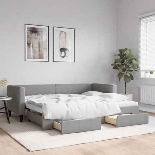 VidaXL Dnevni krevet na razvlačenje svjetlosivi 80 x 200 cm od tkanine Slike