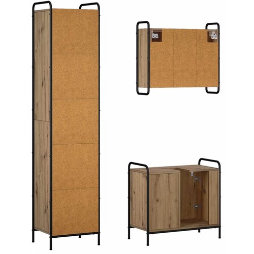  Set ormarića za kupaonicu 3 kom. Hrast artisan 40 x 36 x 181 cm - Hrast artisan Ormarić za umivaonik (1 vrata i 1 polica) + vise Slike
