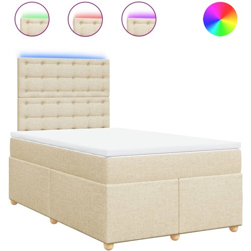 vidaXL Box spring postelja z vzmetnico krem 120x200 cm blago, (21310487) Cene