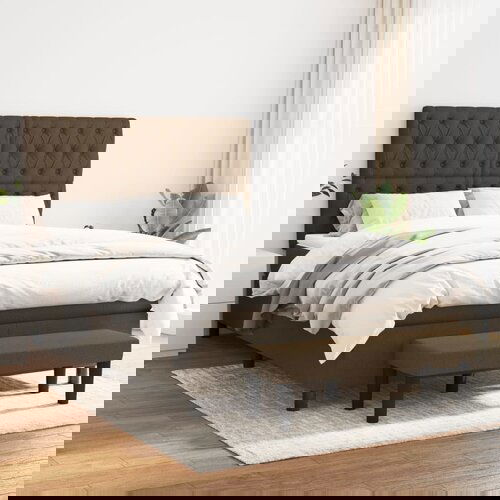 The Living Store Box spring postelja z vzmetnico temno rjav 140x190 cm blago - Box Spring Postelja, (21517210) Slike