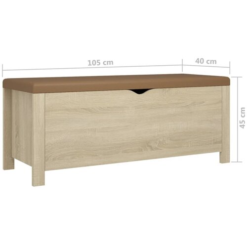  Kutija za pohranu s jastukom boja hrasta 105x40x45 cm drvena Slike