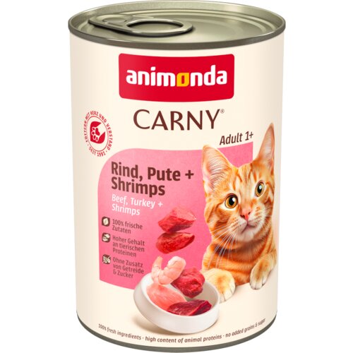  Ekonomično pakiranje animonda Carny adult 24 x 400 g - Govedina, puretina i kozice Cijene