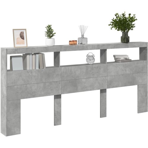 za uzglavlje LED svjetlima boja betona 220x17x102 cm Slike