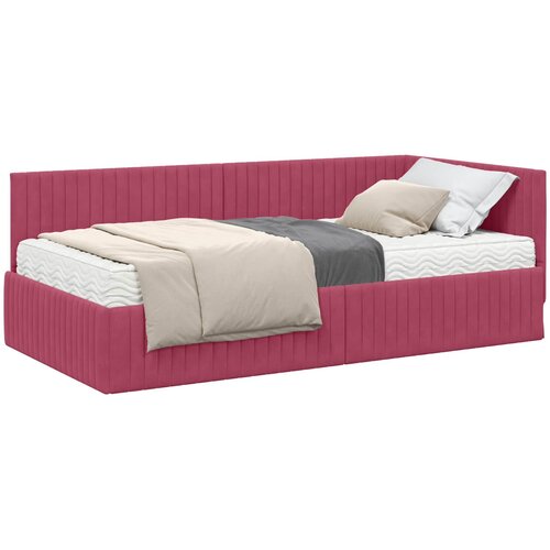  Kutni krevetni okvir s madracem 2 kom. Vinska crvena 90 x 200 cm Slike