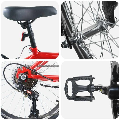  Dječji Bicikl 24 Inča 6-Speed za djecu od 8 do 12 godina Crvena - Crvena 24 inča Slike
