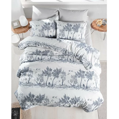 Mijolnir Bijelo-plava pamučna posteljina za bračni krevet 200x200 cm Fantasy –