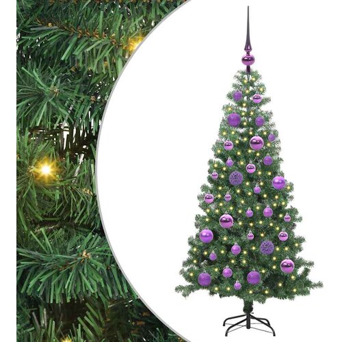 VidaXL Božićno drvce s 150 LED svjetlima s stalakom Zelena 120 cm PVC Slike