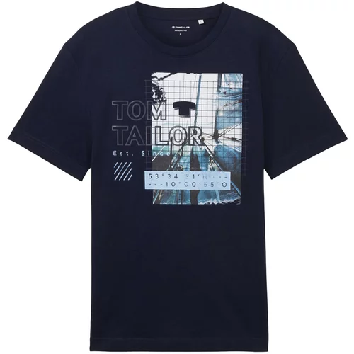 Tom Tailor Majica plava / morsko plava / svijetloplava / bijela