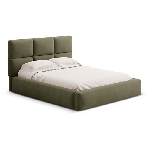 Windsor & Co Sofas Zelena oblazinjena zakonska postelja s prostorom za shranjevanje z letvenim dnom 140x200 cm Libera – Cene