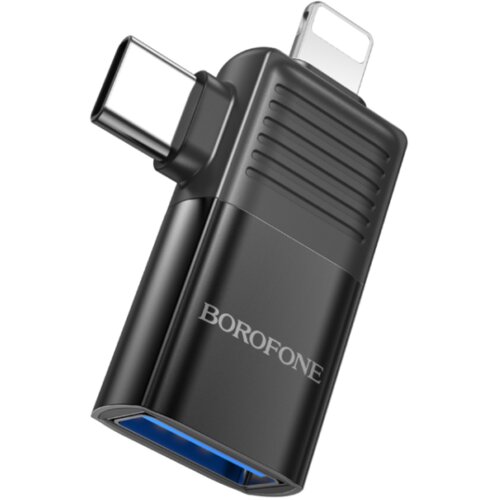  USB adapter BOROFONE BV18 iPhone/lightning male to Type-C male to USB female USB2.0 2-in-1 black Cene