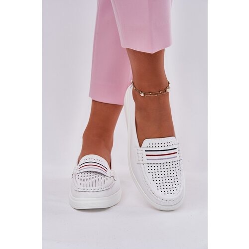 EVENTO Ladies Leather Moccasins White Dovema Cene