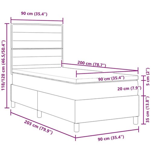  Okvir kreveta s madracem Plavi Tkanina 90 x 200 cm Slike