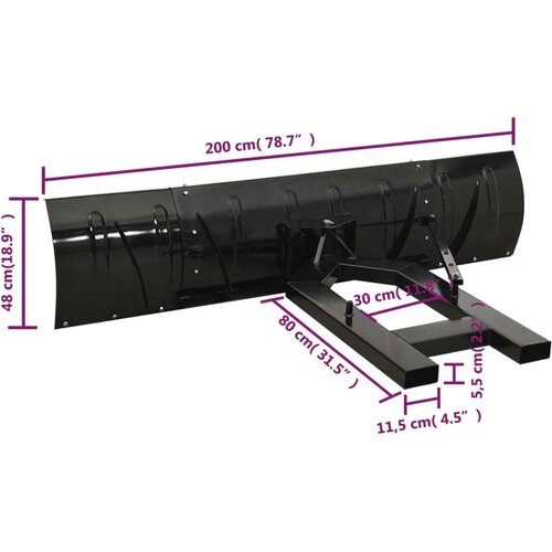 VidaXL Snežni plug za viličarja 200x48 cm črn Slike