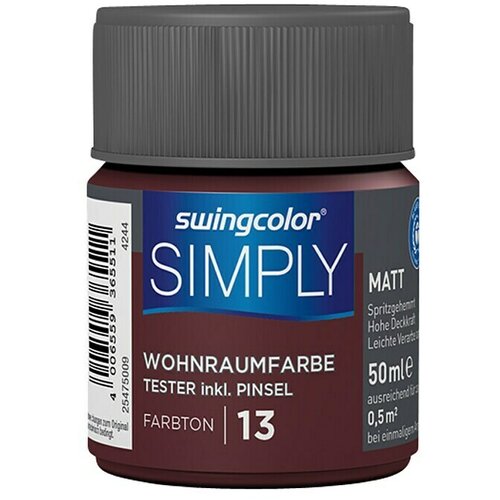 SWINGCOLOR NOTRANJA DISPERZIJSKA BARVA SIMPLY ŠT.13 (50 ml, temno rdeča) Cene