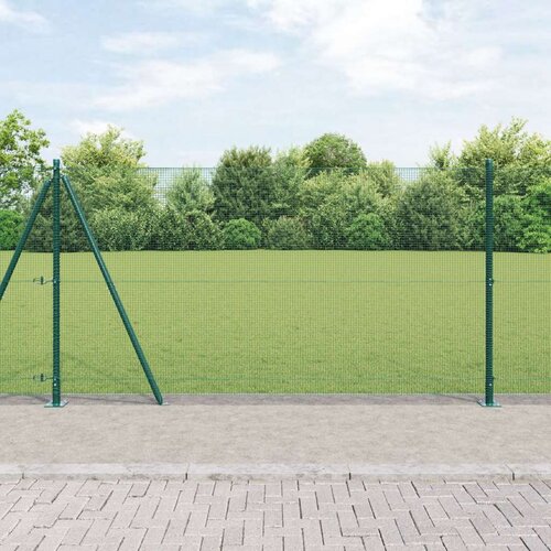 vidaXL Zavarena žičana ograda s 13 flanged postovima Zelena 1,2x50 m Čelik Cijene