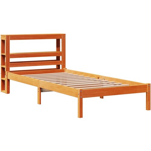 VidaXL Posteljni okvir z vzglavjem vo&amp;scaron;čeno rjava 100x200 cm borovina, (21292228) Slike
