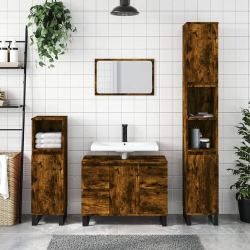 vidaXL Kupaonski ormarić dimljeni hrast 30x30x100 cm konstruirano drvo Cijene