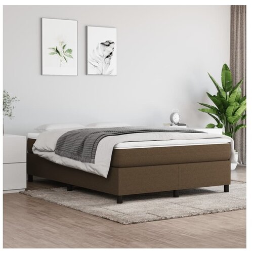 VidaXL Krevet s oprugama i madracem tamnosmeđi 140 x 190 cm od tkanine Slike