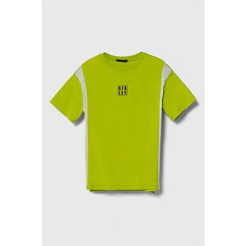 Sisley Dječja pamučna majica kratkih rukava boja: zelena, s tiskom