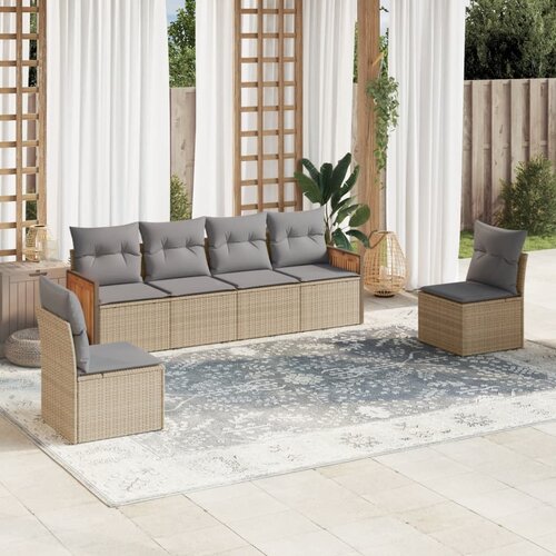 vidaXL 6-dijelni set vrtnih sofa s jastucima bež od poliratana Cijene