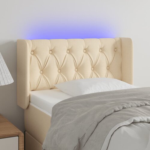 VidaXL LED posteljno vzglavje krem 83x16x78/88 cm blago Slike