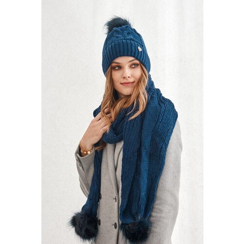Fasardi Navy blue winter set with a scarf Slike