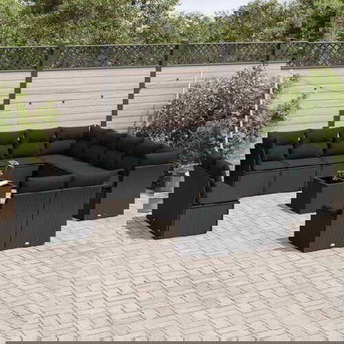 VidaXL 14-dijelni set vrtnih sofa s jastucima poliratan crni Slike
