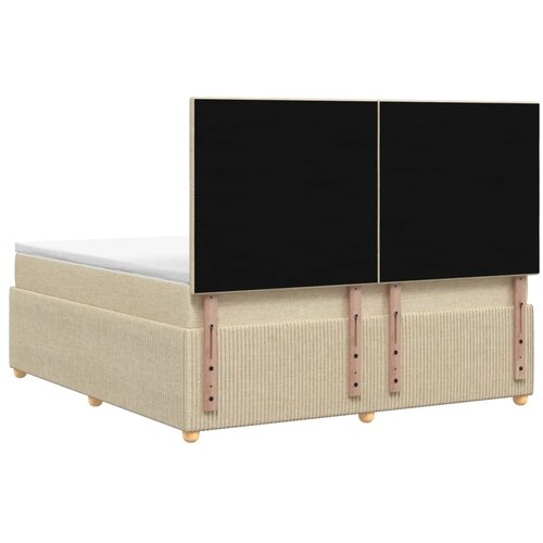  Boxspring krevet s madracem Krem 160 x 200 cm Tkanina - Krem 160 x 200 cm Dizajn s rombovima Slike